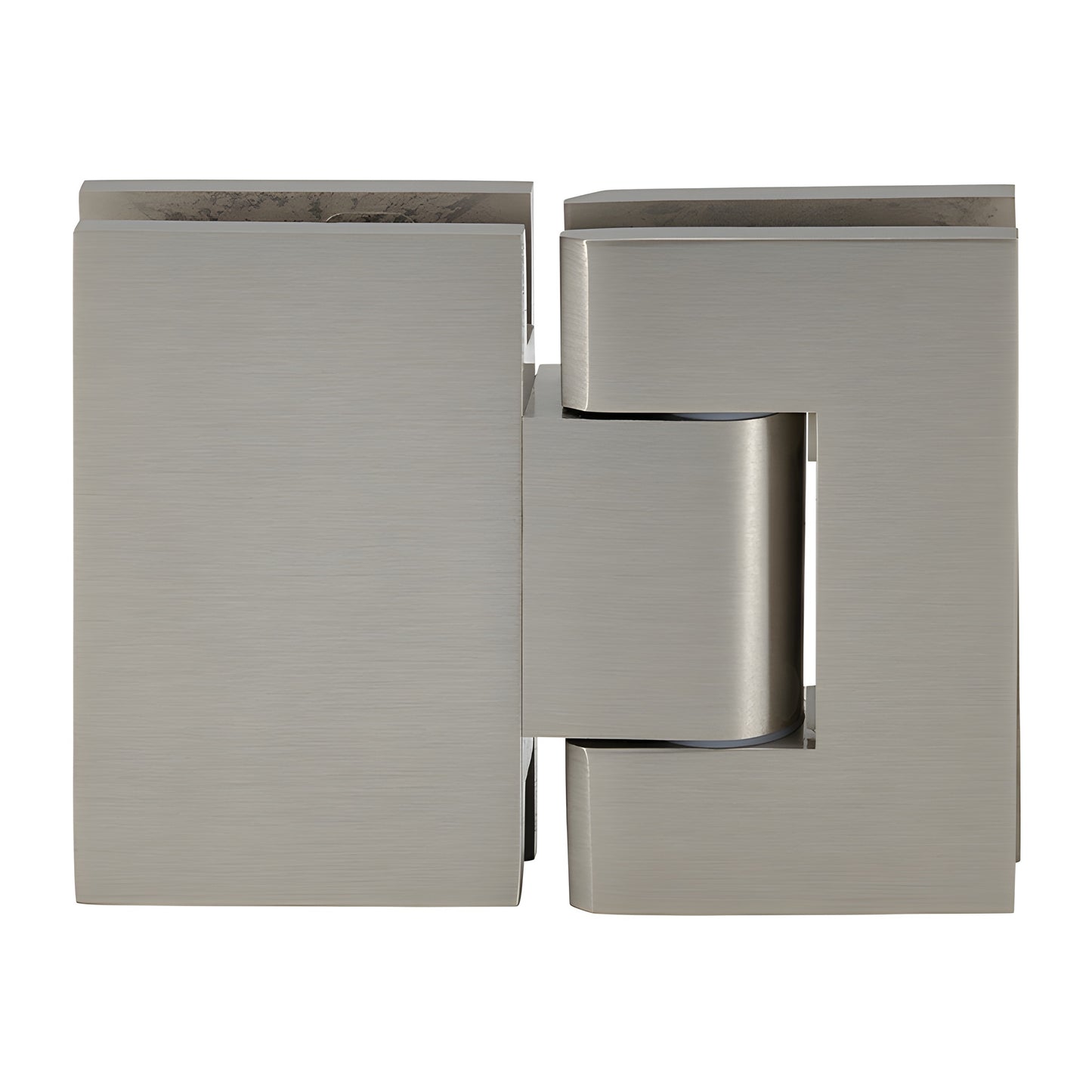 Brushed nickel adjustable glass-to-glass shower hinge GEN380BN, square-edge brass, for 8-12mm tempered glass