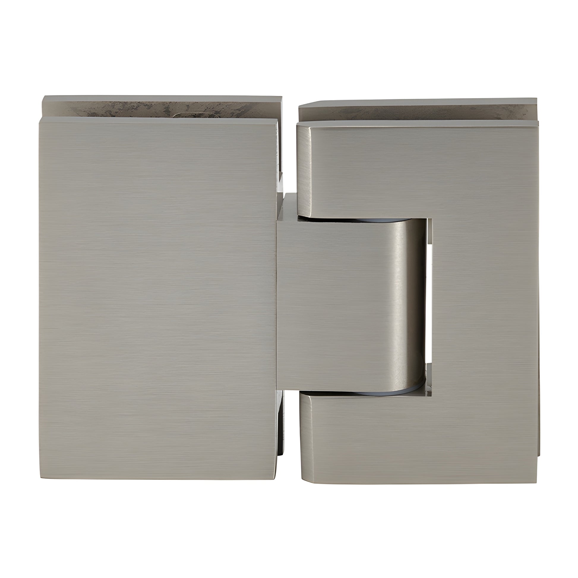 Brushed nickel adjustable glass-to-glass shower hinge GEN380BN, square-edge brass, for 8-12mm tempered glass