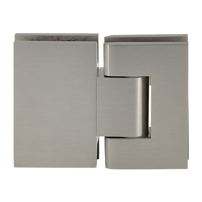 Brushed nickel adjustable glass-to-glass shower hinge GEN380BN, square-edge brass, for 8-12mm tempered glass
