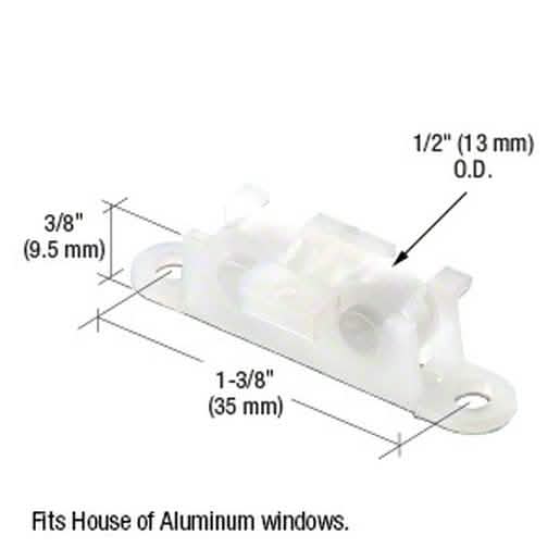 CRL Sliding Window Roller with 3/8" Nylon Wheel for House of Aluminum Windows - Durable