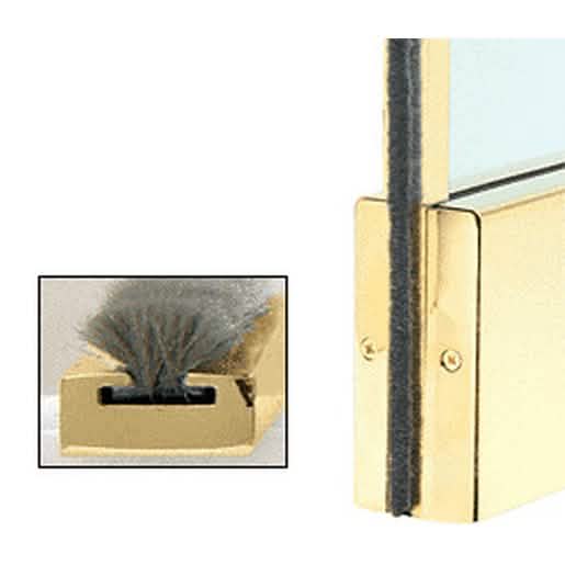 Polished Brass Weatherstrip Kit with Aluminum Channel for 2" Low Profile Rail