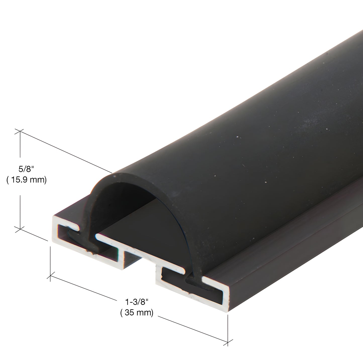 CRL 19ND48 dark bronze vinyl door bottom, 48 in aluminum base with extra-tall domed bulb seal for center-hung doors