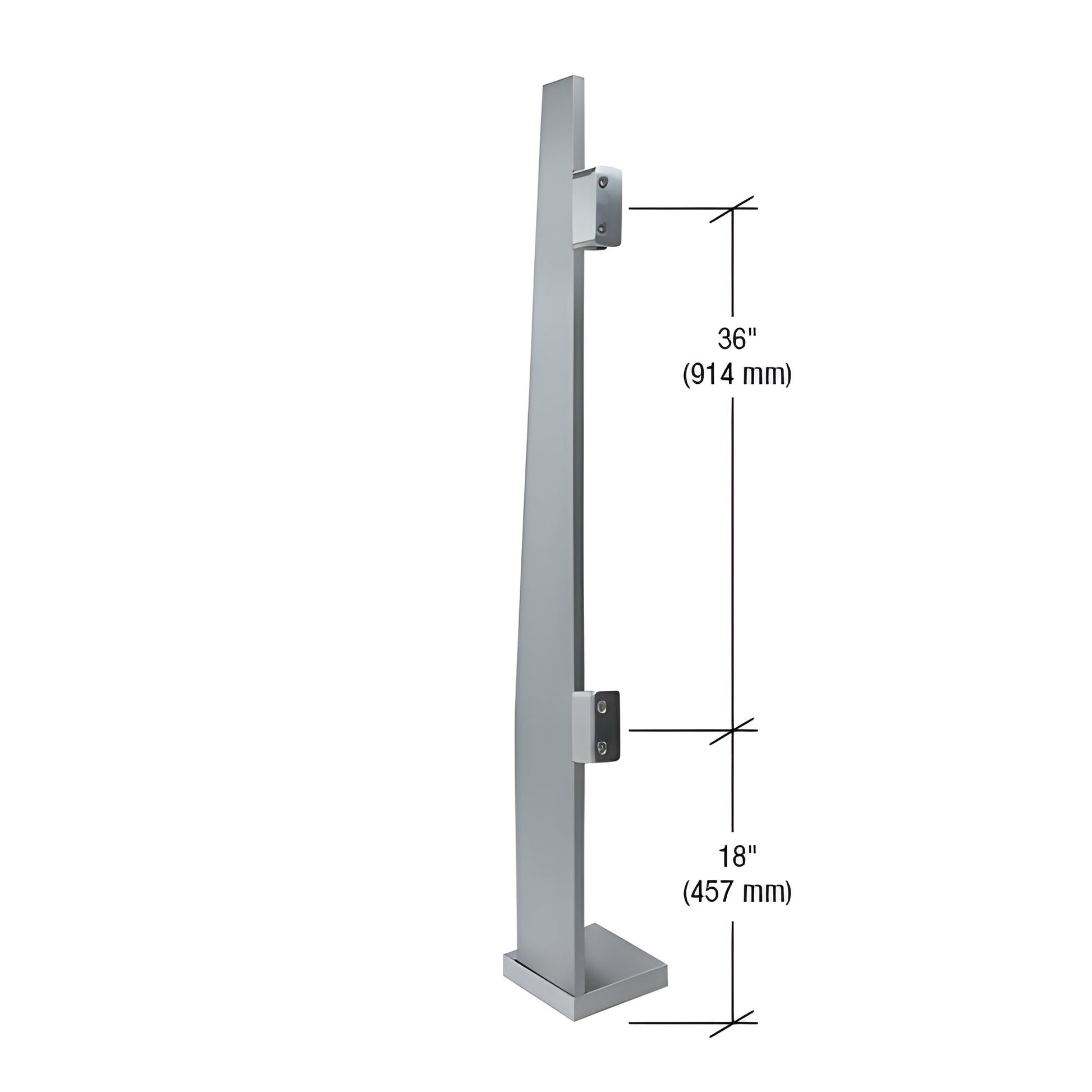 Klarity K60LEKBS 60 in. brushed 316 stainless steel freestanding glass partition post with base, welded flange and glass fitt