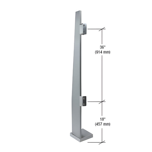 Klarity K60LEKBS 60 in. brushed 316 stainless steel freestanding glass partition post with base, welded flange and glass fitt
