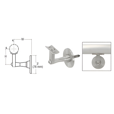 CRL Manhattan Series Brushed Stainless Wall-Mounted Handrail Bracket