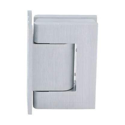 H8210BTSA satin-anodized aluminum oil-damped wall-mount hinge for 5/16-9/16 glass, self-closing, 90 swing