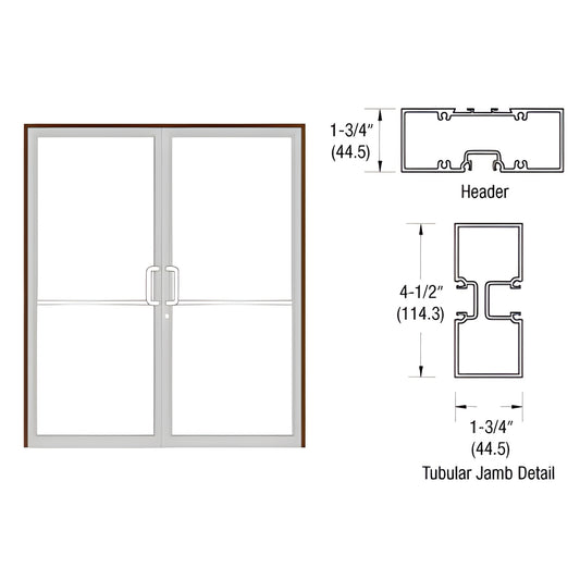 Black bronze gear-hinge aluminum door frame, double door with tubular jambs, fits 72x84 opening.