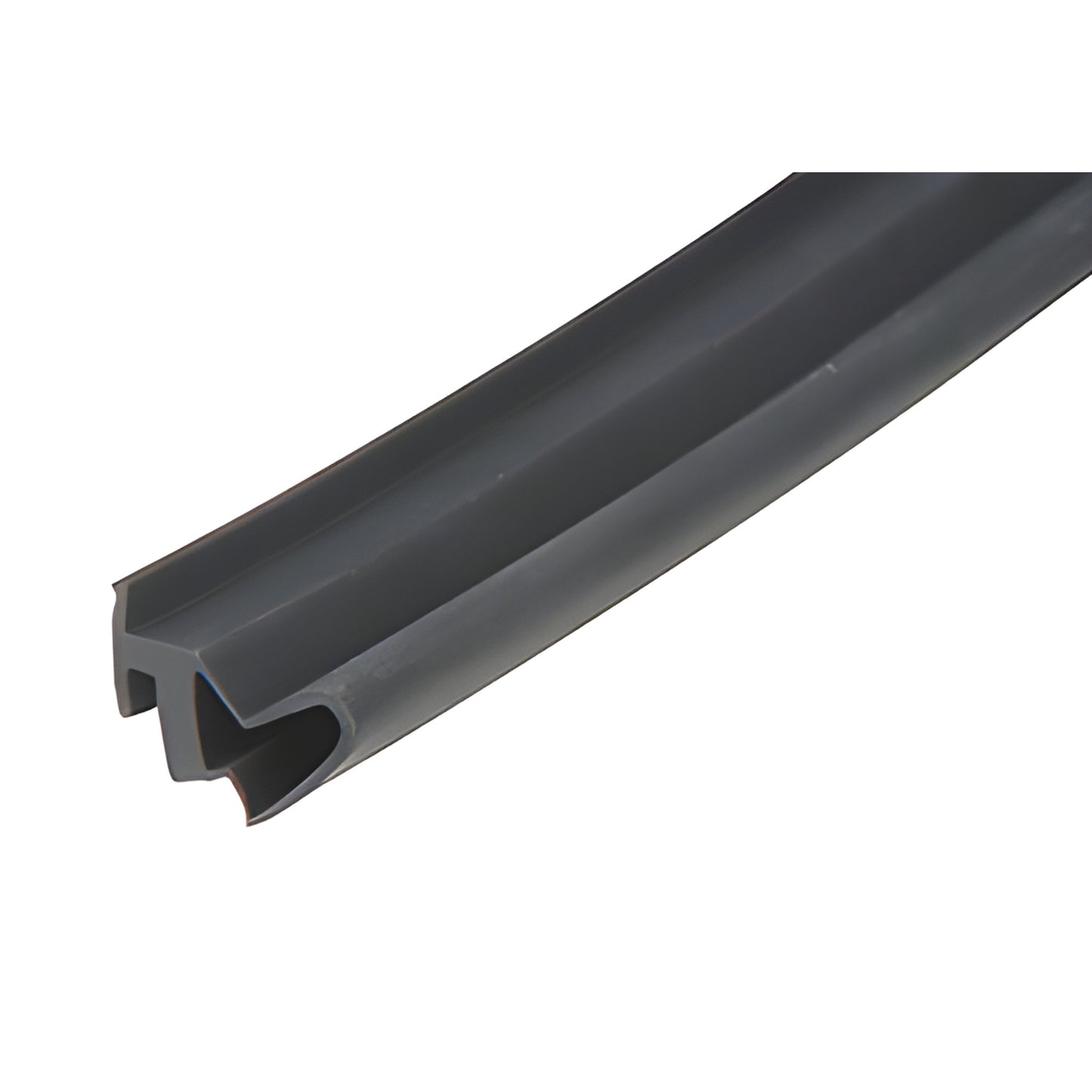 NP801 black extruded aluminum framing profile - long curved channel with internal gasket/slot, used in architectural systems.