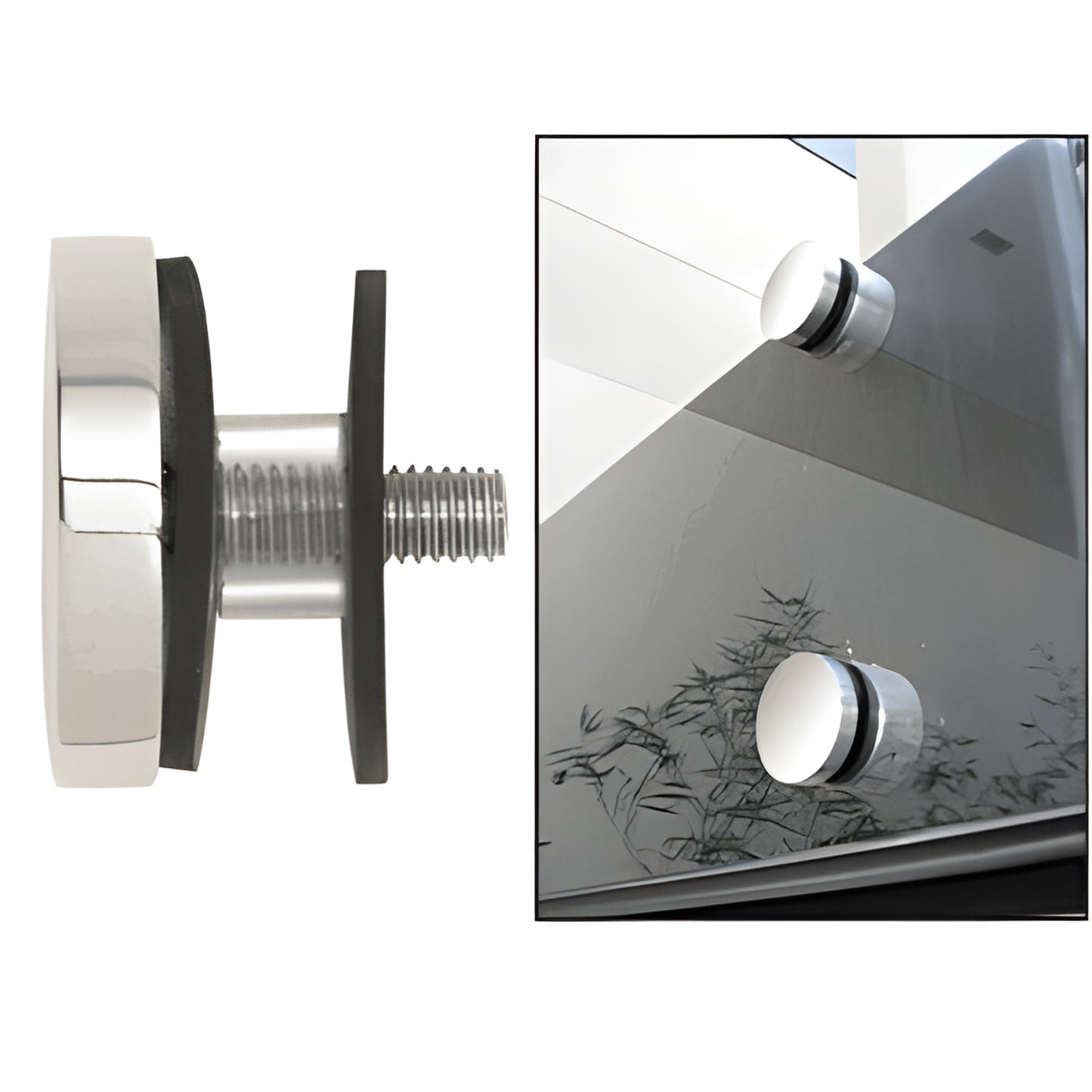 RCAP2PS polished 2 in 316 stainless steel round standoff cap for glass railings, includes screw and gaskets.