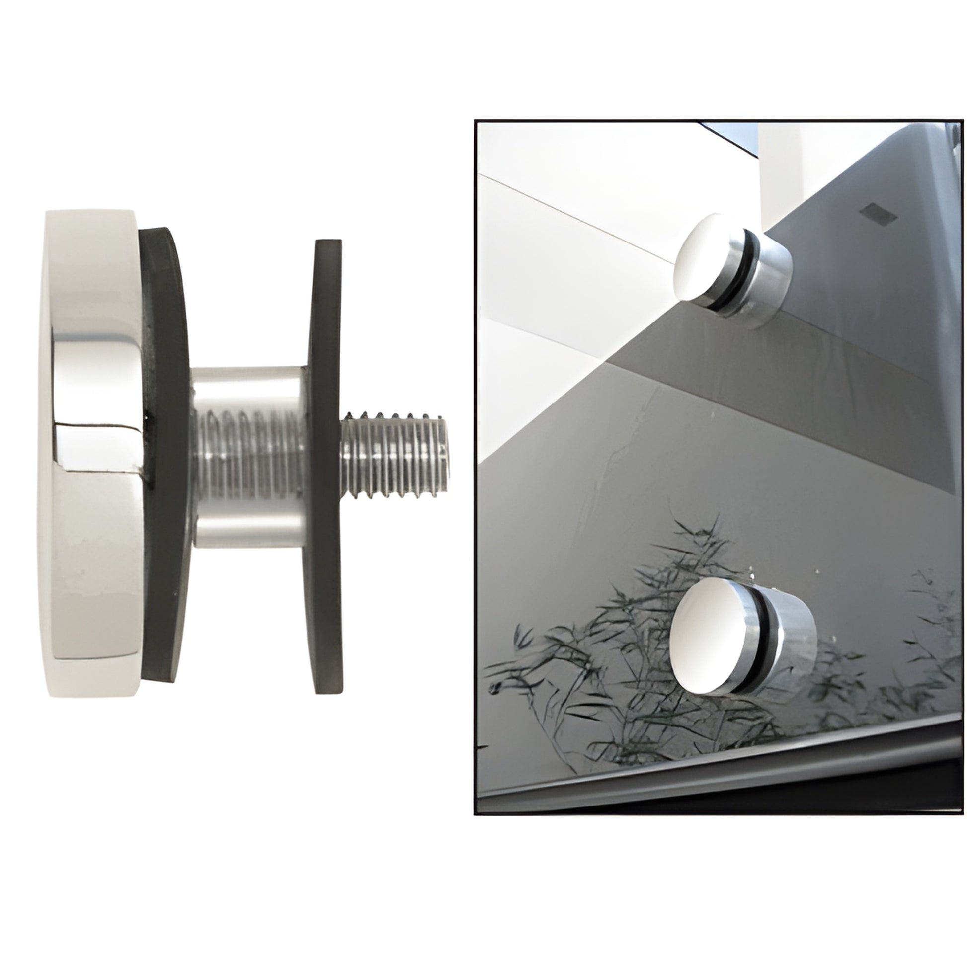 RCAP2PS polished 2 in 316 stainless steel round standoff cap for glass railings, includes screw and gaskets.