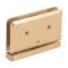 Satin brass beveled pivot hinge/clamp for 1/2 (12mm) tempered glass shower door, head-and-sill mount.