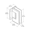 Pinnacle polished chrome shower door hinge (SKU P1N074CH), solid brass wall-mount, beveled edge, fits 8-12mm glass.
