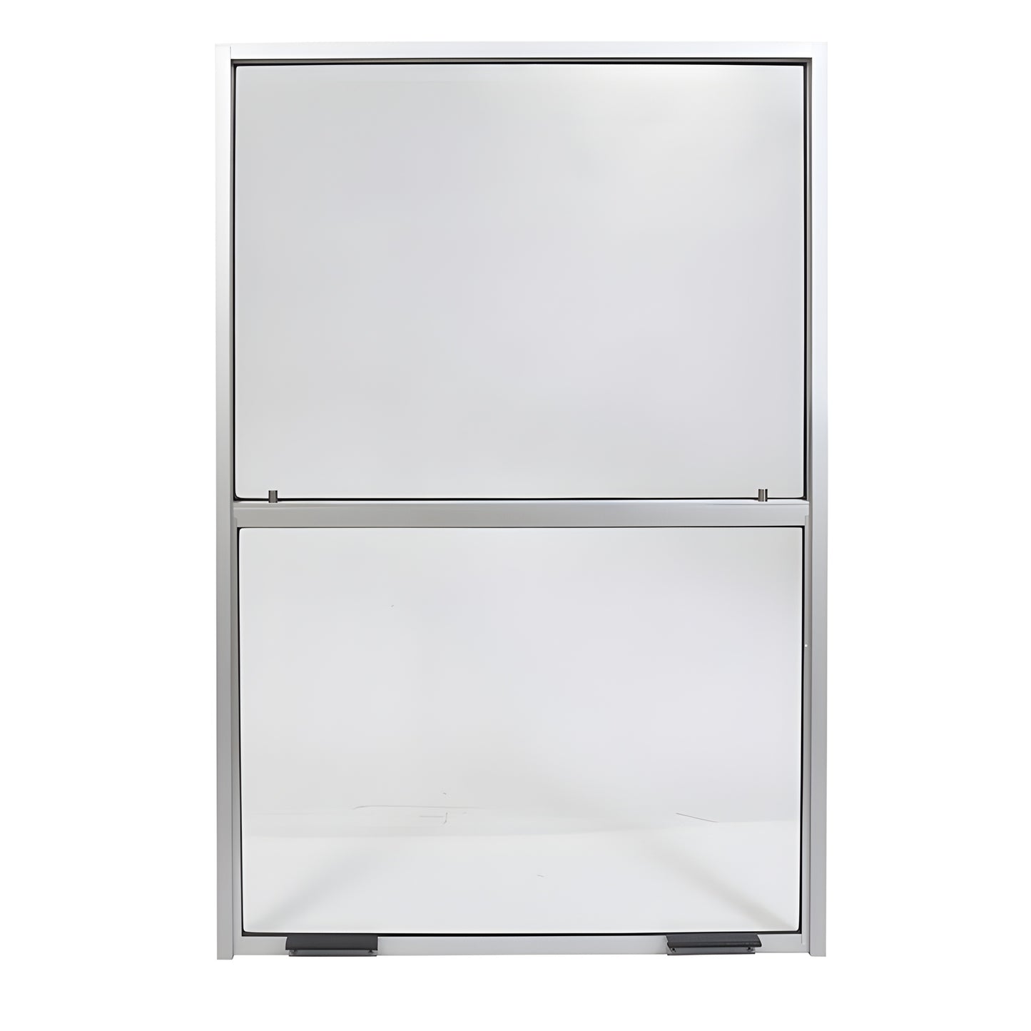 V2436NS vertical sliding service window, satin anodized aluminum frame, fixed upper panel and sliding lower sash, 24x36 in