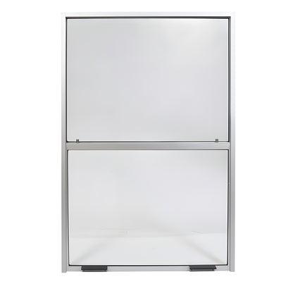 V2436NS vertical sliding service window, satin anodized aluminum frame, fixed upper panel and sliding lower sash, 24x36 in