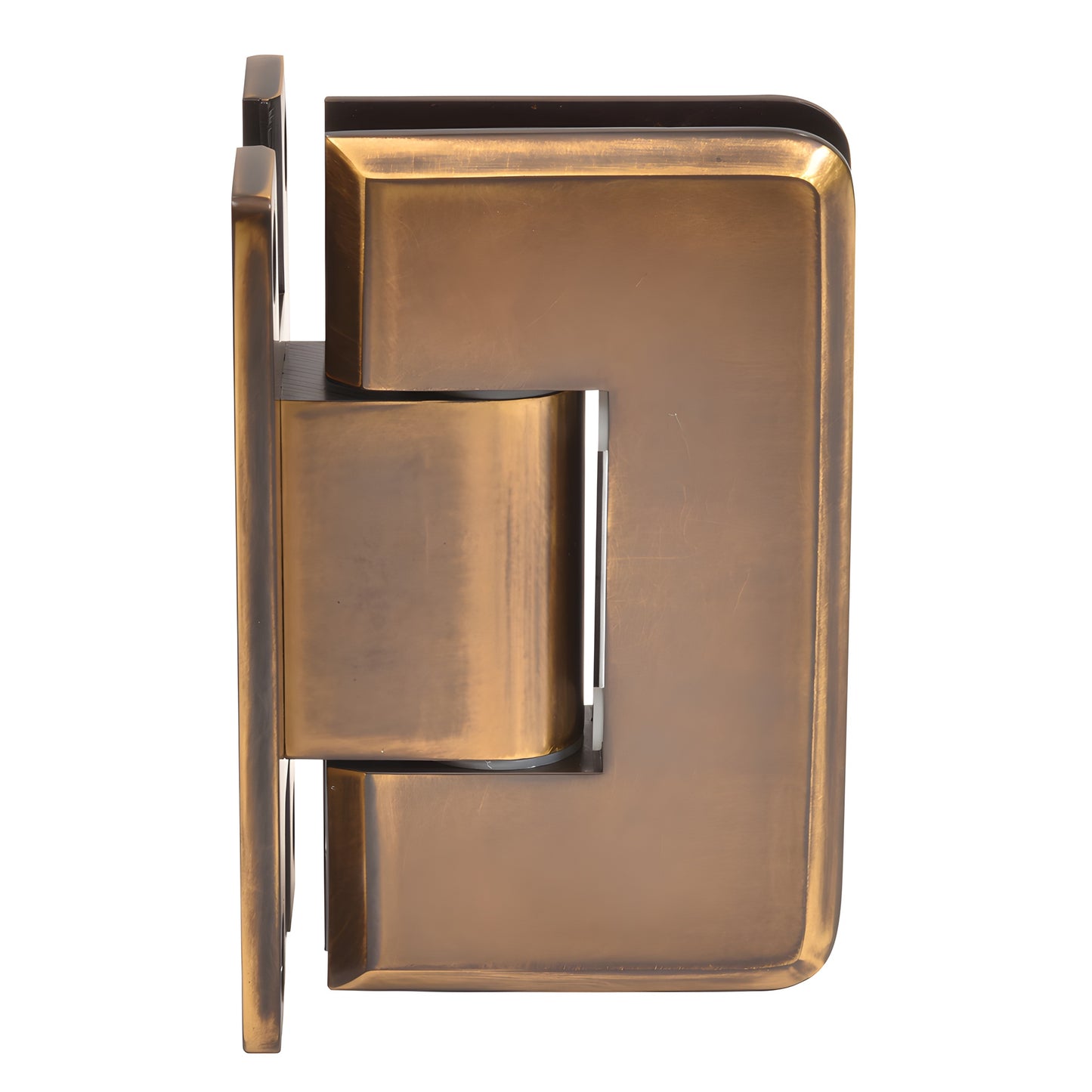 Vintage brass adjustable shower door hinge, wall-mount for 3/8-1/2" glass - SKU C0L337VBR