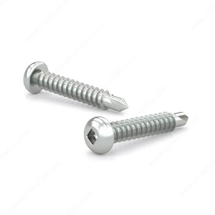 Zinc Plated Metal Screw, Pan Head, Square Drive, Self-Tapping Thread, Self-Drilling Point