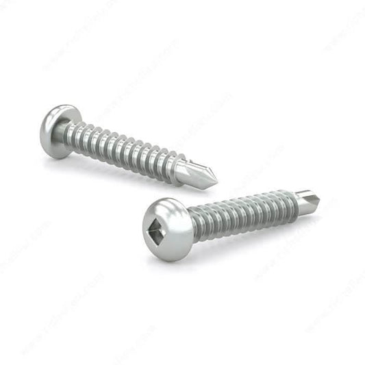 Zinc Plated Metal Screw, Pan Head, Square Drive, Self-Tapping Thread, Self-Drilling Point
