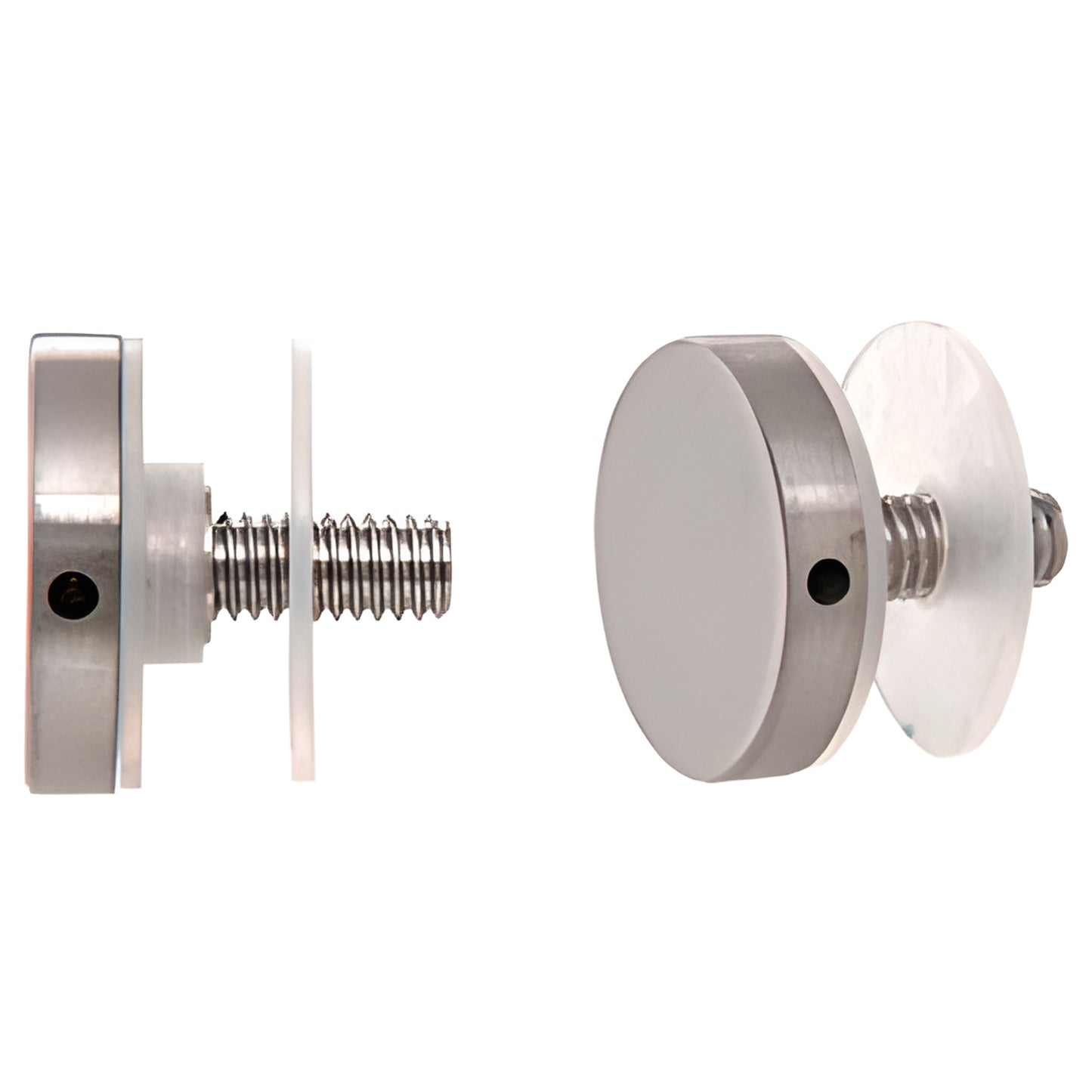 CAP1BS 1" brushed 316 stainless steel standoff cap assembly with 1/4-20 screw and washers
