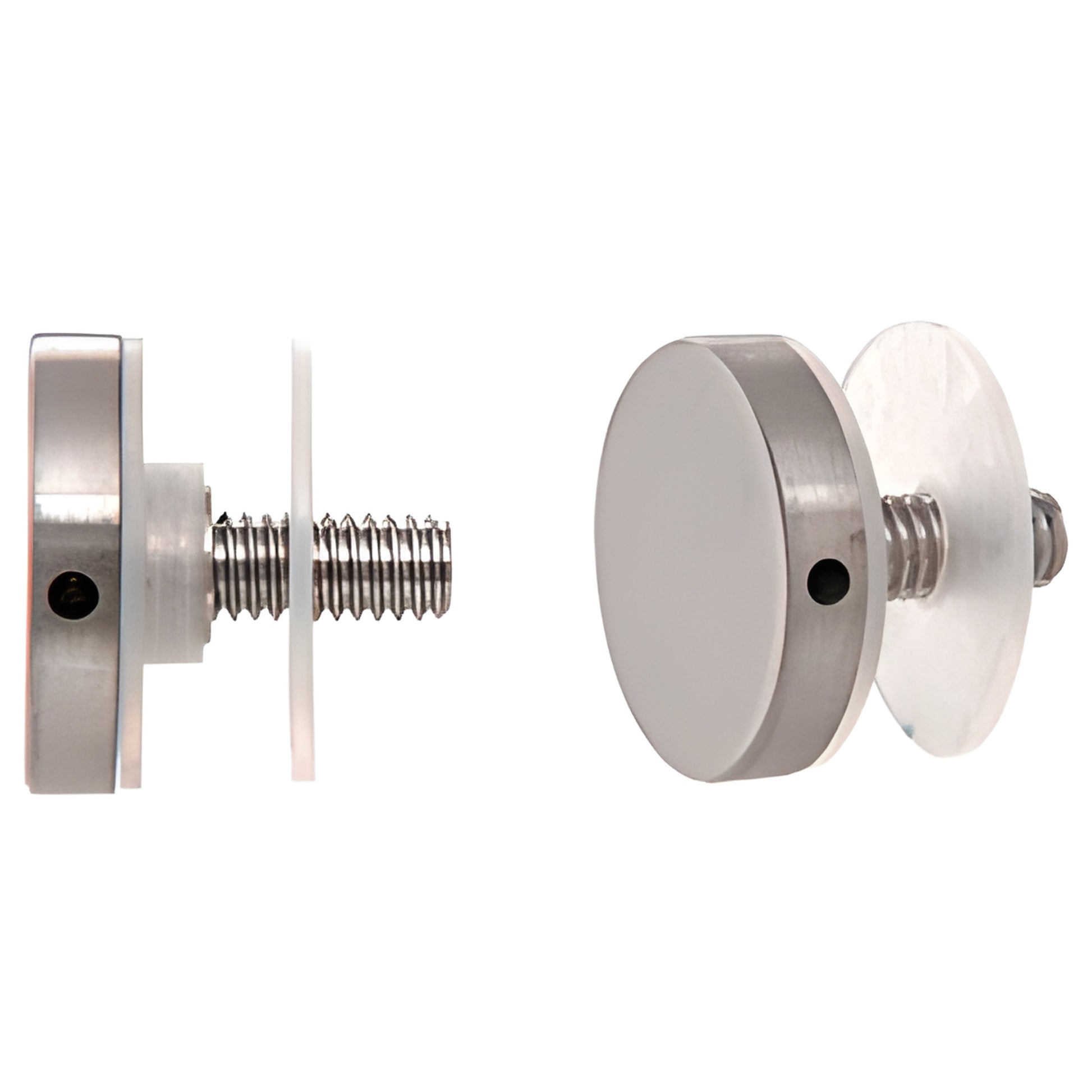 CAP1BS 1" brushed 316 stainless steel standoff cap assembly with 1/4-20 screw and washers