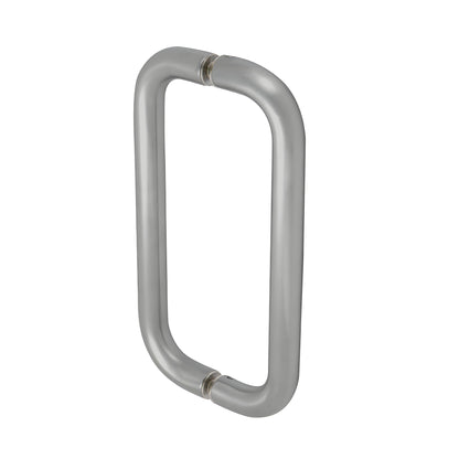 M2165832D - 1" diameter brushed stainless straight pull door handle, forged aluminum, 8" center-to-center, back-to-back