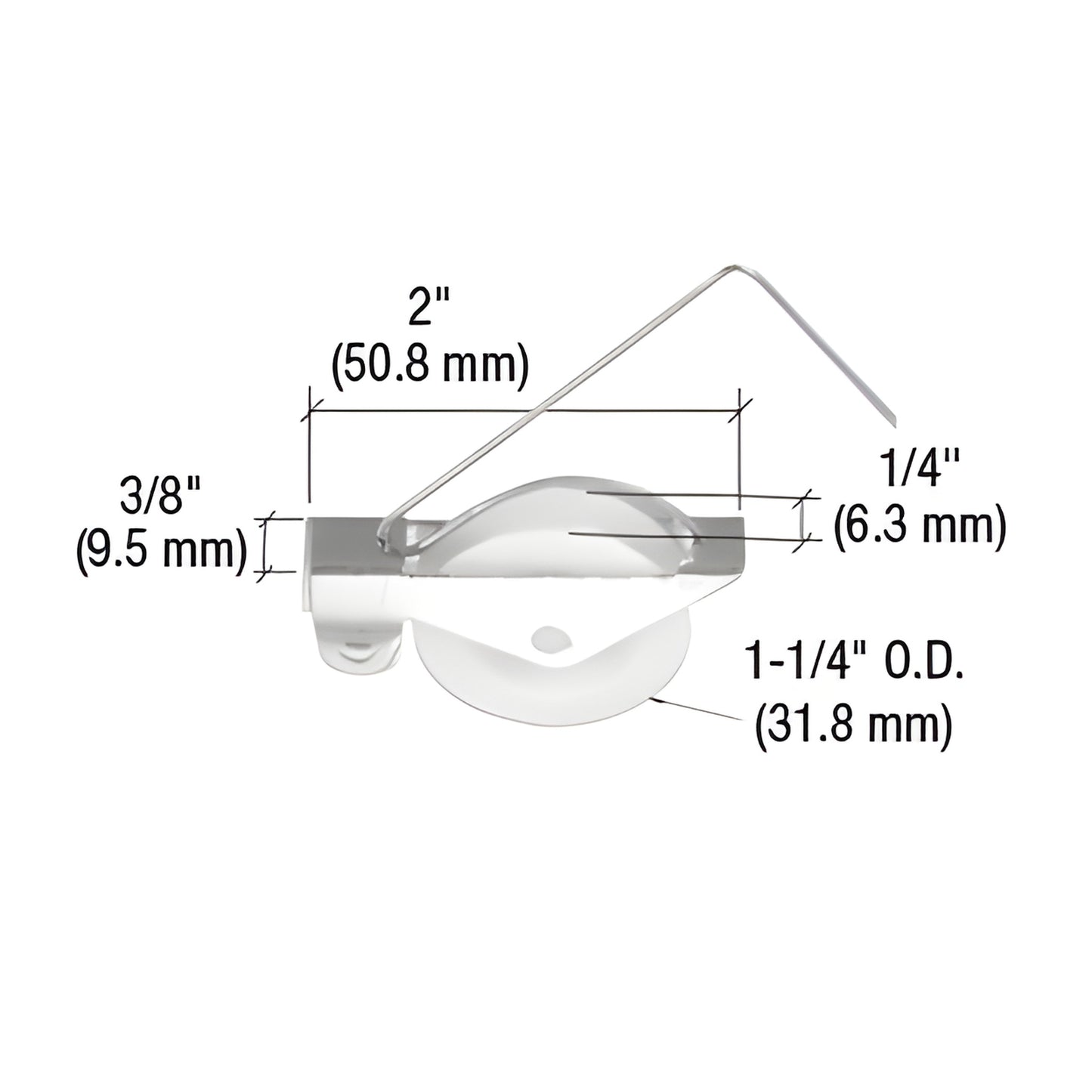 B736 stainless steel spring-loaded sliding screen door roller with 1-1/4" grooved nylon wheel, 2" housing length.