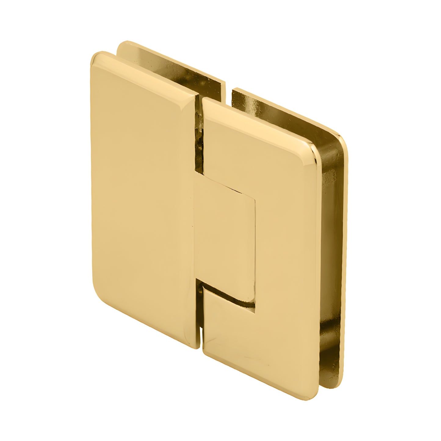 Polished brass beveled 180 glass-to-glass shower hinge for 10-12mm glass (Cologne series), SKU C0L180BR.