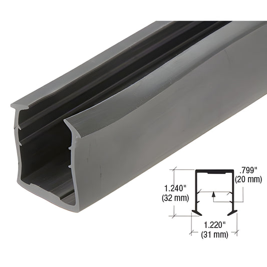 Black rubber GRRF20 cap rail insert (SKU GRRF2021PV), flexible seal for 27/32" laminated glass, roll-form profile