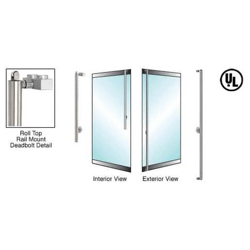 CRL-Blumcraft® Right Hand Reverse Roll Top Rail Mount "F" Deadbolt Handle, Brushed Steel