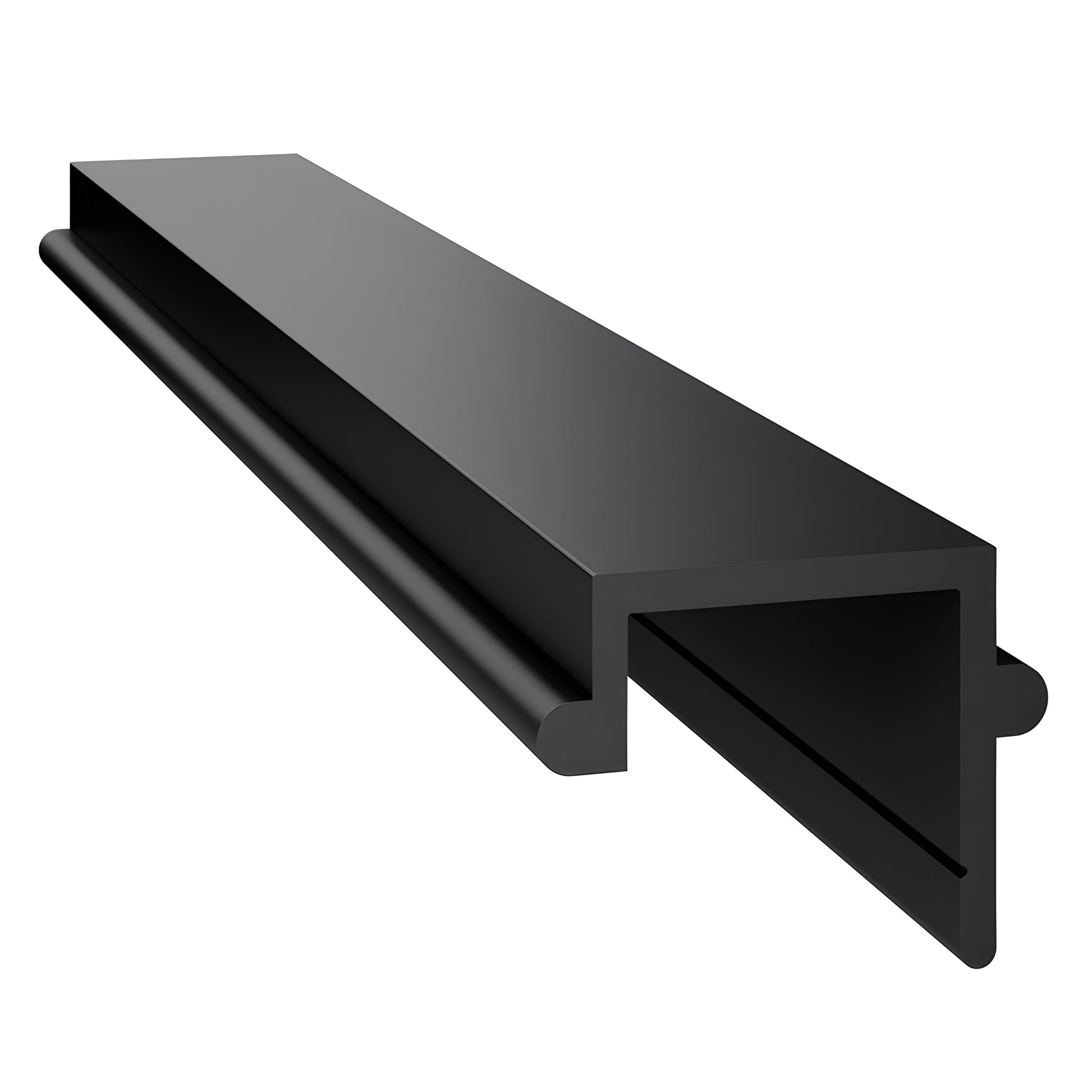 Matte black 72-inch Cielo post filler profile for windscreens and glass railing openings.