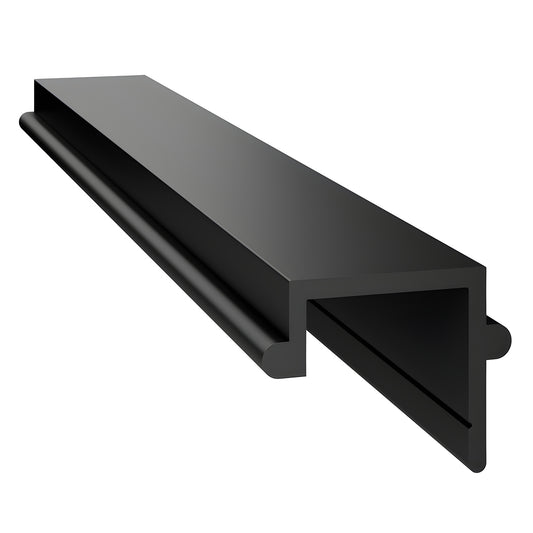 Matte black 72-inch Cielo post filler profile for windscreens and glass railing openings.