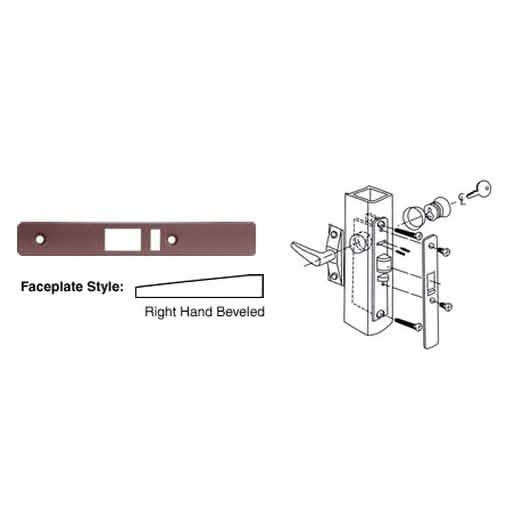 CRL Dark Bronze Right Hand Beveled Faceplate for DL2140 Deadlatch Locks - Product Image