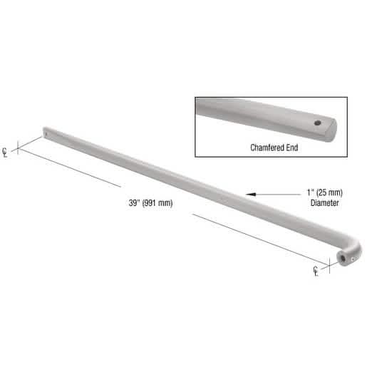 CRL Clear Anodized Astral II Push Bar for 39" Double Acting Doors - Front View