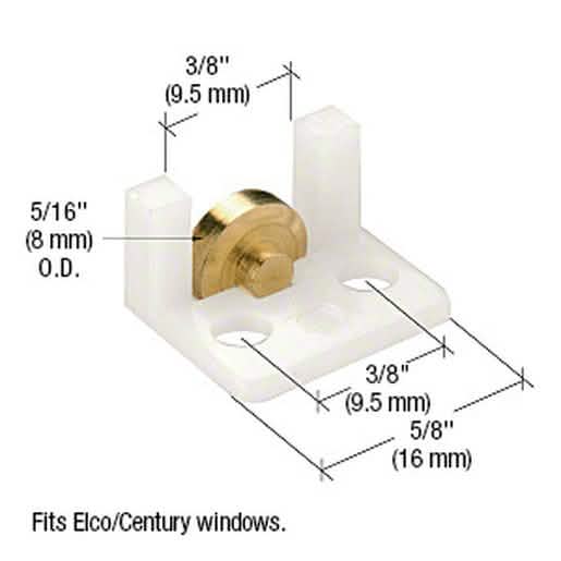 CRL Sliding Window Roller with 5/16" Brass Wheel for Elco/Century Windows - Durable Design
