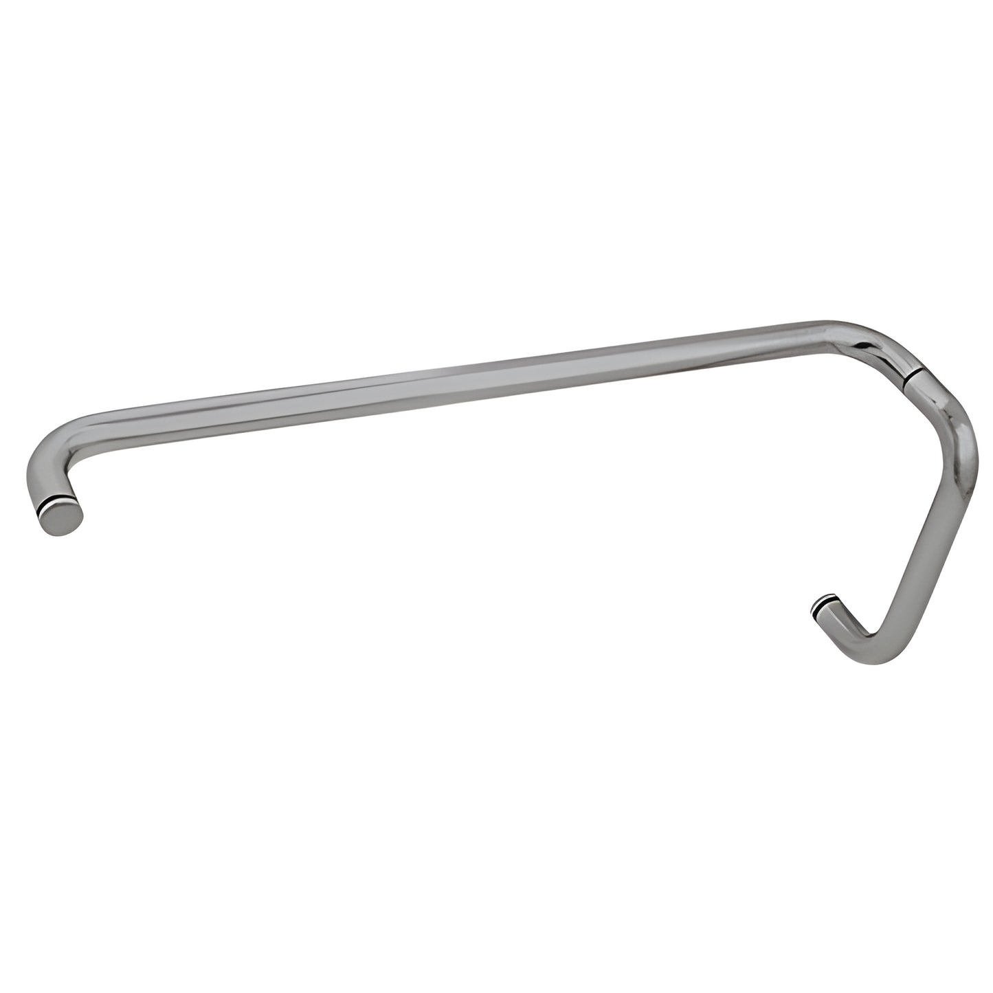 BMNW8X24BN brushed nickel 3/4" tubular brass glass door pull and towel bar, 8" pull with 24" bar