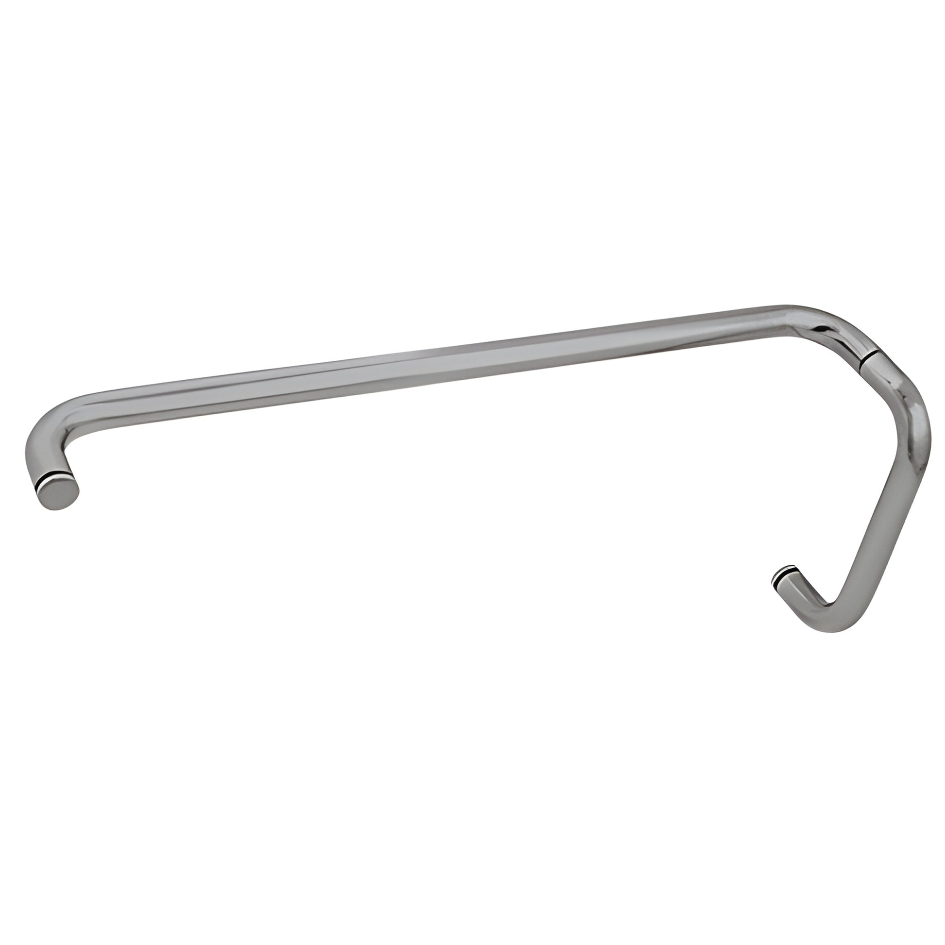 BMNW8X24BN brushed nickel 3/4" tubular brass glass door pull and towel bar, 8" pull with 24" bar