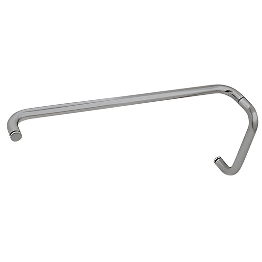 BMNW8X24BN brushed nickel 3/4" tubular brass glass door pull and towel bar, 8" pull with 24" bar