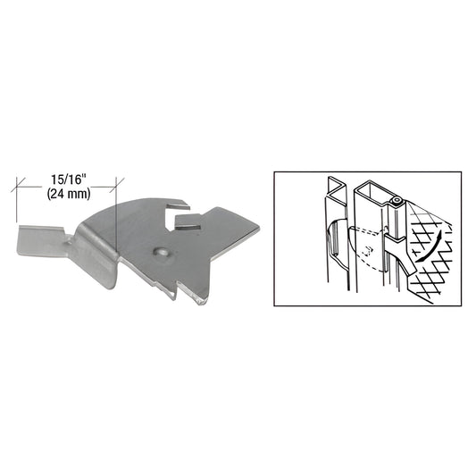 Mill-finish inside blade knife latch (15/16in) for screen frames, shows metal latch and installation diagram - SKU L5561