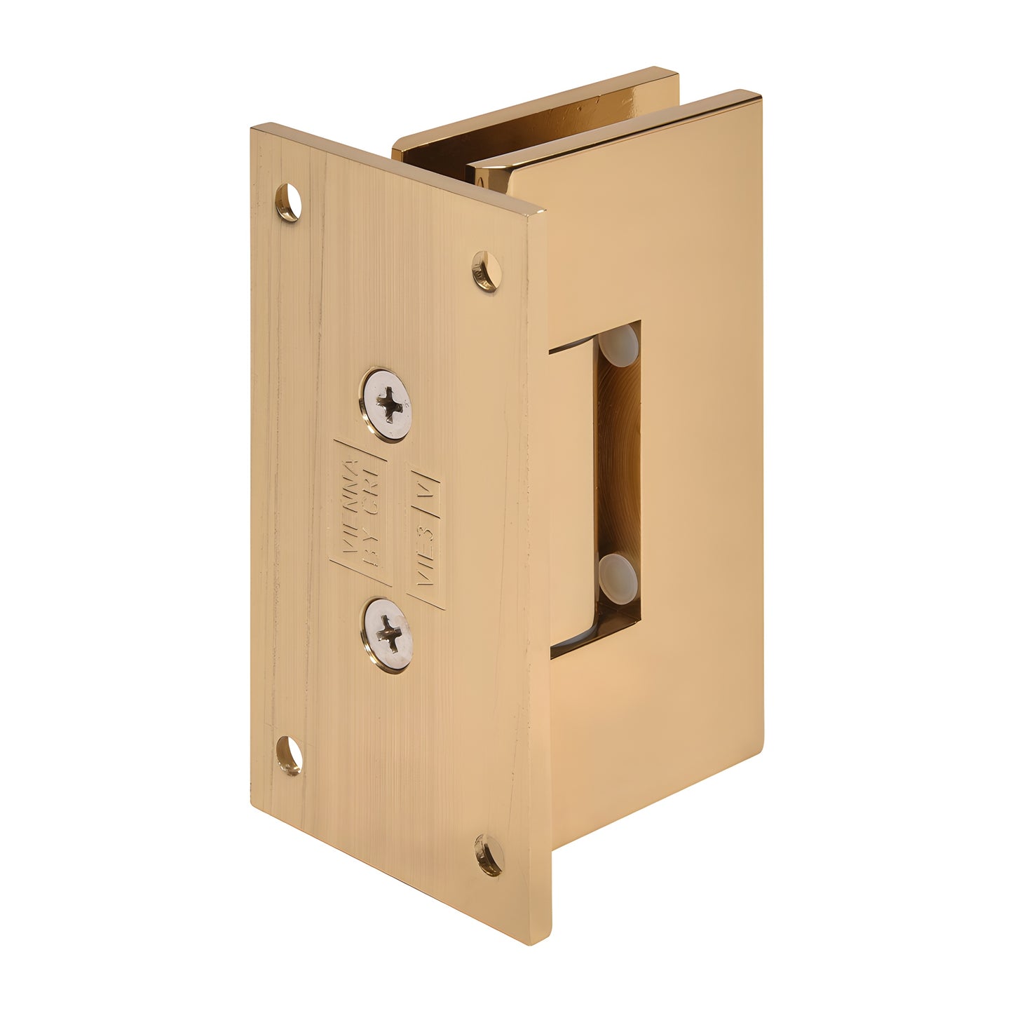 French Gold brass adjustable Vienna shower hinge, wall-mount full back plate for 3/8-1/2" tempered glass