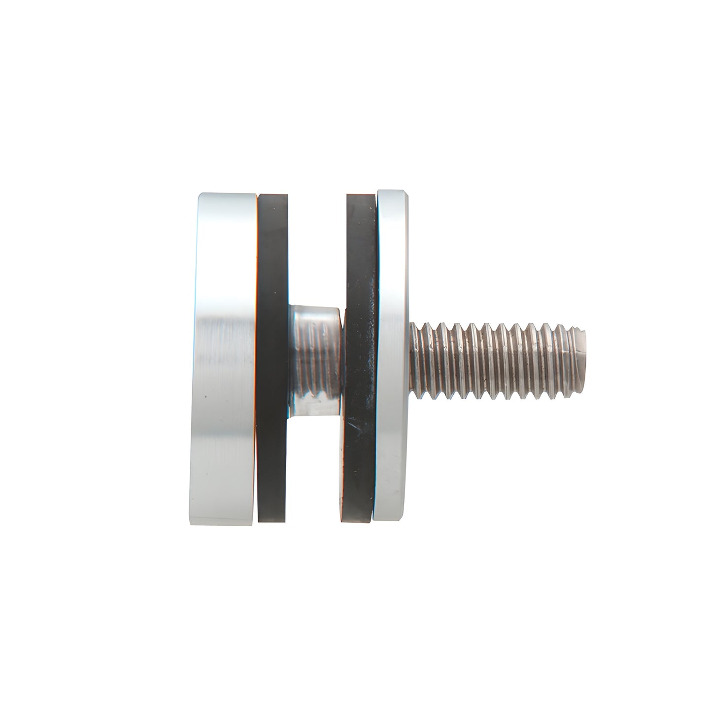 Satin anodized 1-1/4 in washer and stud kit for single-sided commercial glass door pulls, fits 10-19 mm glass (SKU F40SKSA)