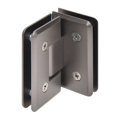 Matte gun metal Cologne glass-to-glass shower hinge, beveled brass, 90 pivot - SKU C0L092MGM