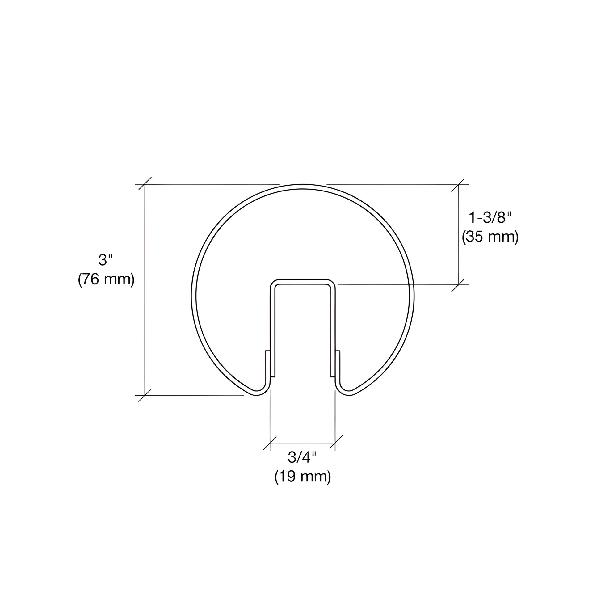 GR30BS brushed stainless 3 in. diameter hollow cap rail with welded internal channel, 120 in length