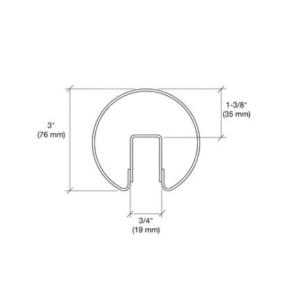 GR30BS14 brushed stainless steel 3" cap rail with internal U-channel for glass railing
