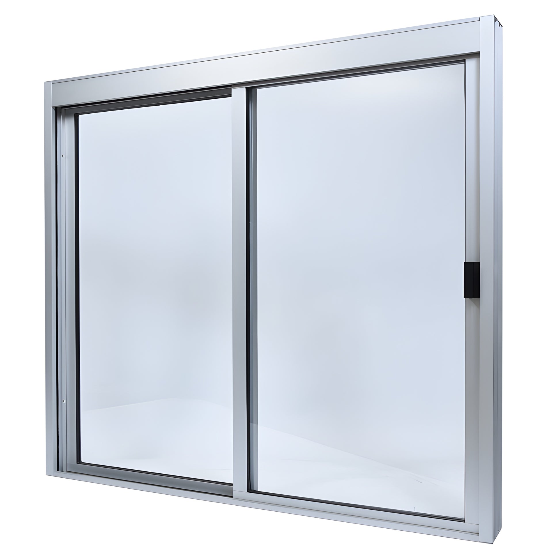 DW48480XGA satin-anodized aluminum 48x48 OX sliding service window with 1/4" clear tempered glass.