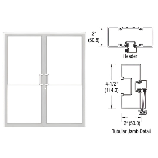White Kynar double door gear-hinge frame with tubular jambs and threshold - SKU FR72852