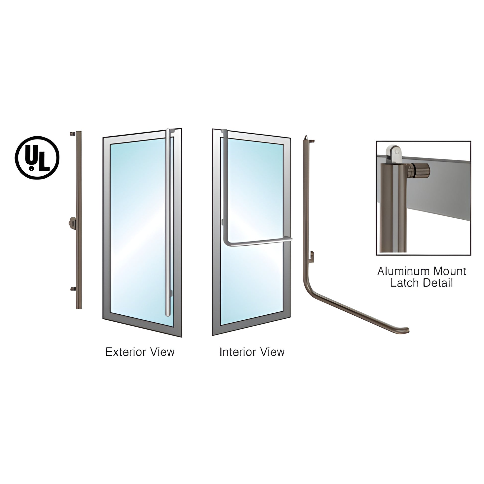 PA100FS4AK0RB oil-rubbed bronze ADA tubular panic handle for 1/2-3/4" glass doors, exterior keyed option, top latch