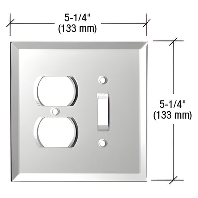 CRL Gray Glass Mirror Wall Plate for Duplex Outlet & Toggle