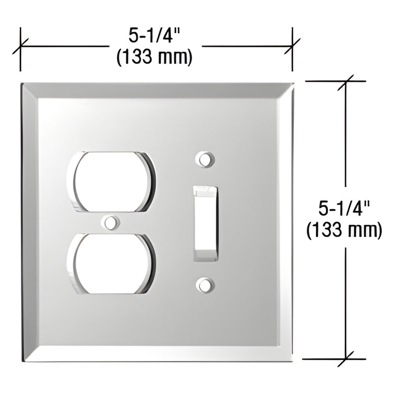 GMP7G gray beveled glass mirror wall plate - single duplex and toggle, 5-1/4 .