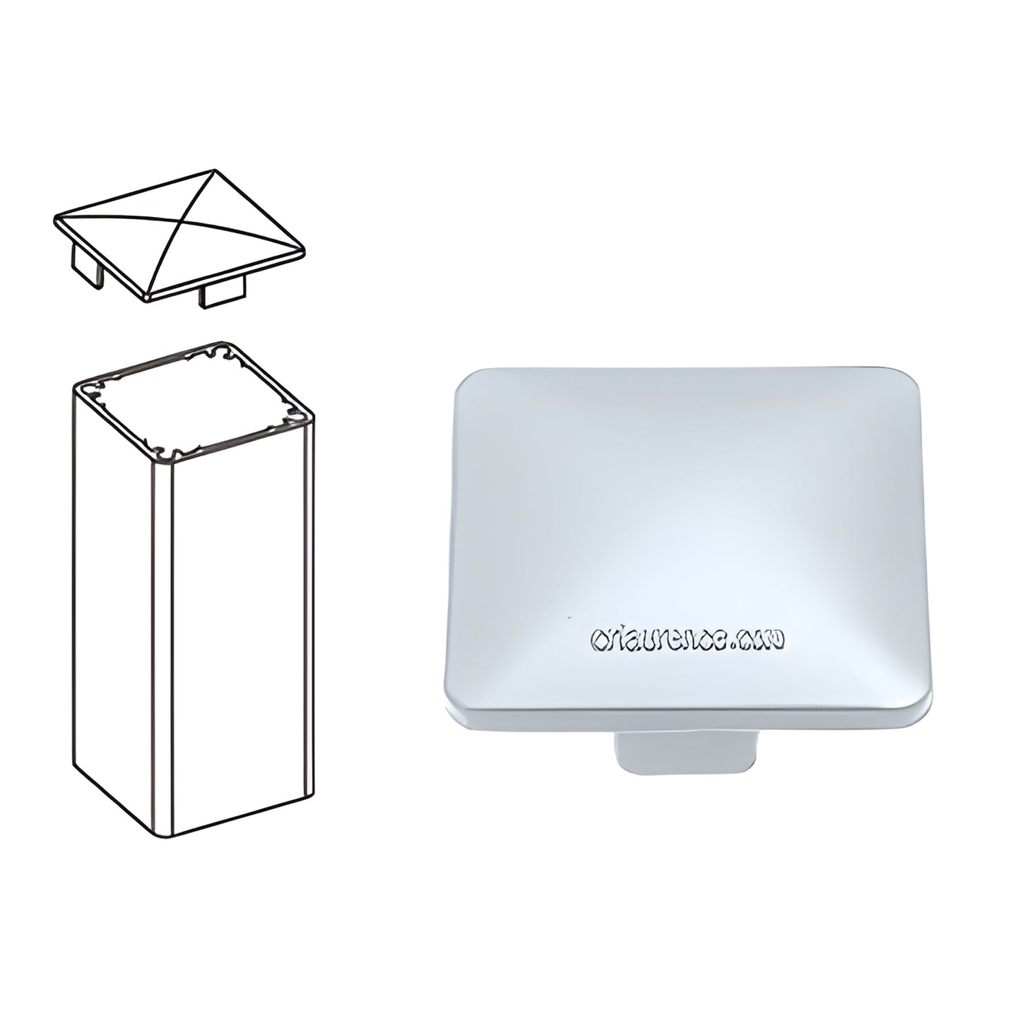 CRL PC2M mill finish aluminum low-profile pyramid post cap for 2-3/8" (60mm) square posts