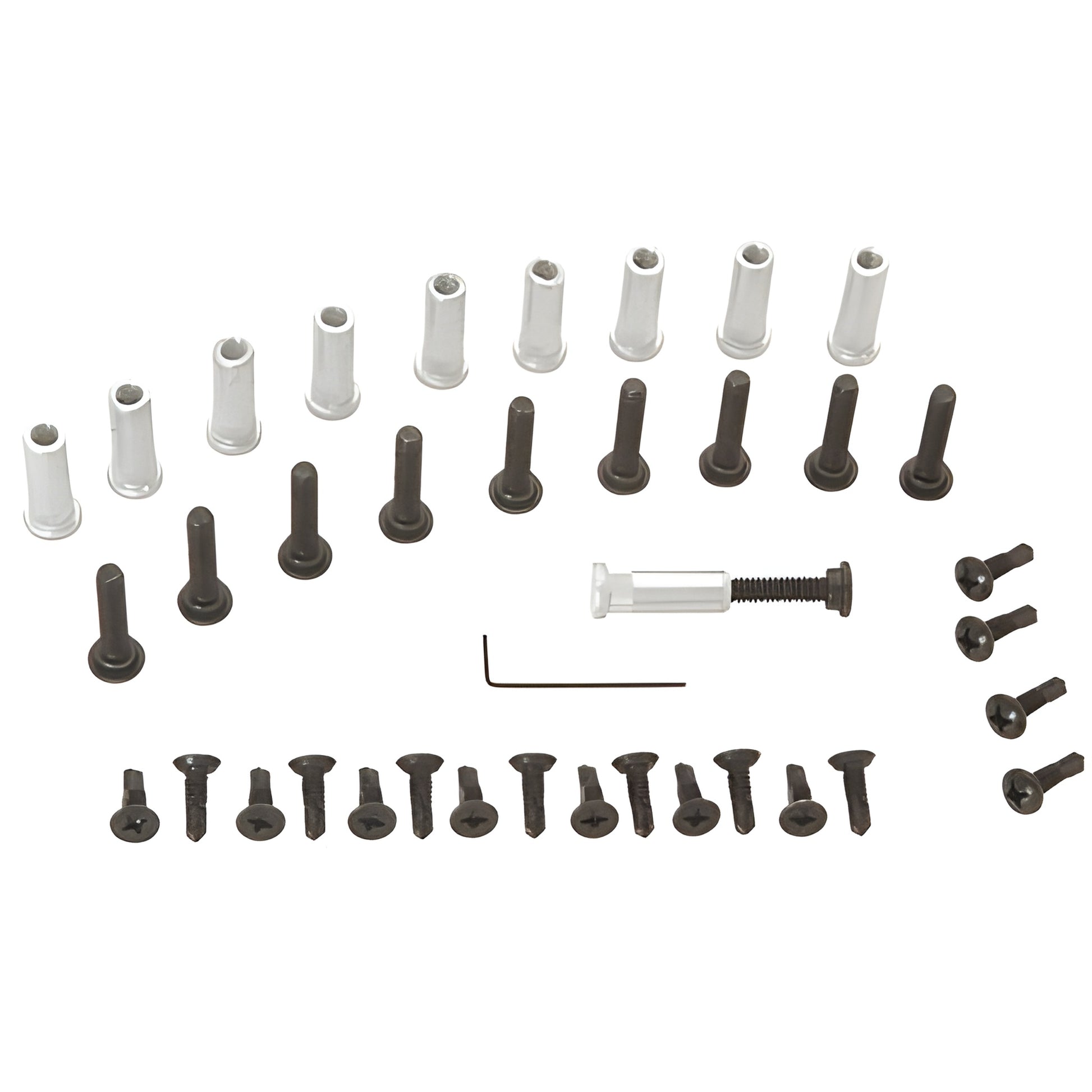 CRL RSP100DU replacement screw pack - dark bronze screws, white sleeves and hex key for 83" continuous geared hinges