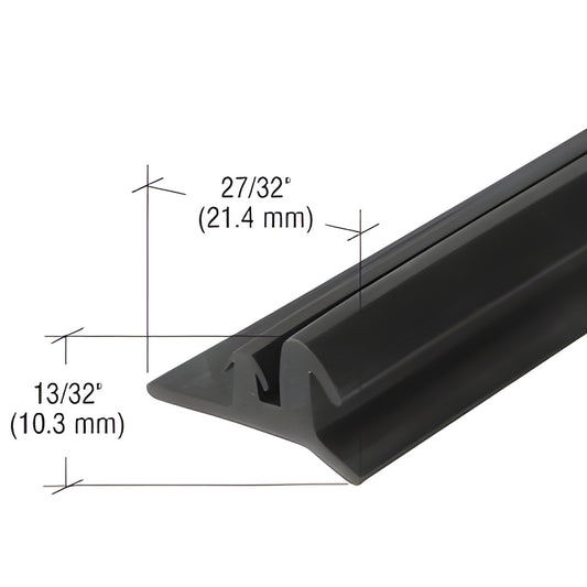 NP142 black EPDM exterior side-load head gasket for OG564/OS-2, angled profile with dimensional markings (21.4mm x 10.3mm)